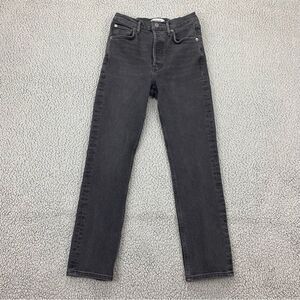 AGOLDE Women's Riley High Rise Straight Crop Button Fly Jeans  |   Size:  24